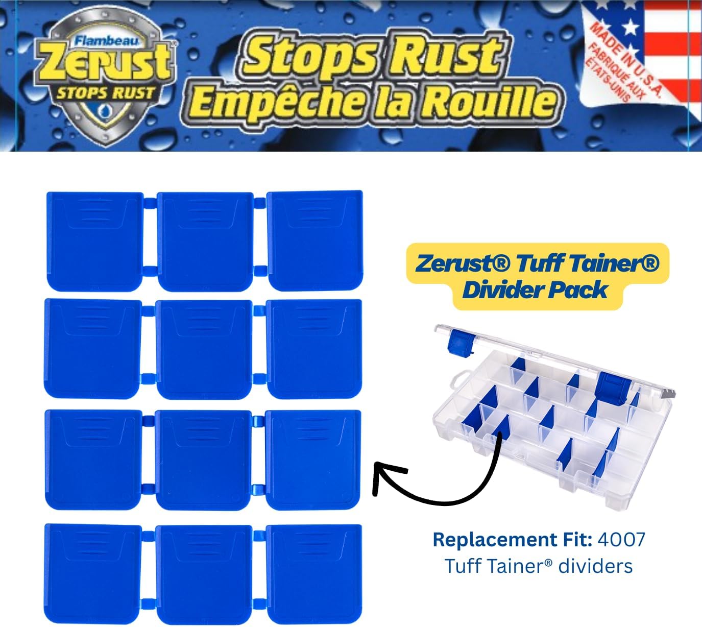 Flambeau Outdoors 4715ZP Tuff Tainer Zerust Replacement Dividers, Fits 4007s, Dry Box Accessories, 12 Pack