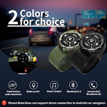 Bluetooth Media Button Remote,Waterproof Wireless Music Controller for Car Bike Motorcycle,Steering Wheel Control Button Compatible for iPhone/Android Phone Black