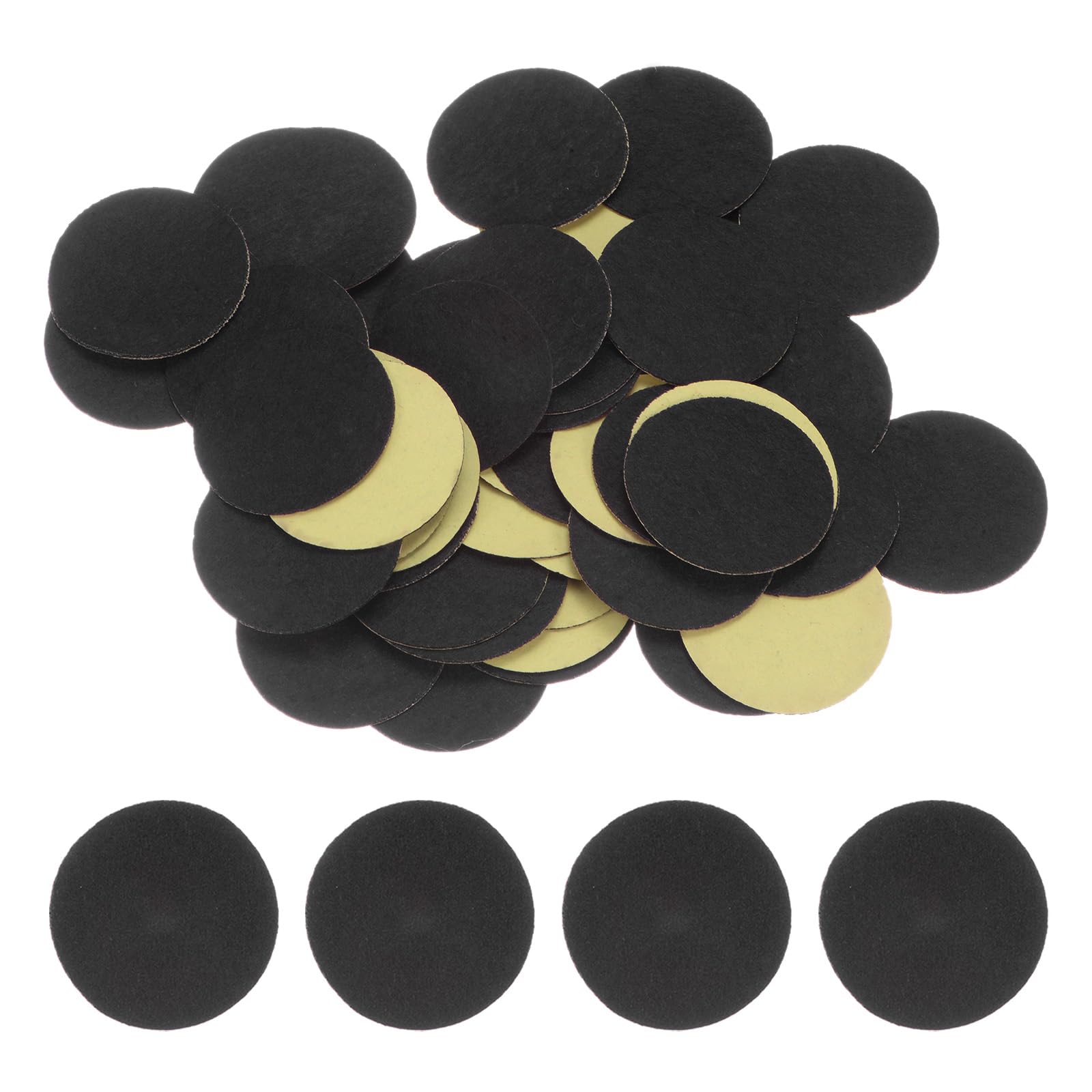 HARFINGTON 100pcs Round Adhesive Felt Circles, 45mm 1.8" Pre Cut Felt Craft Stickers Non-Woven Mini Felt Fabric Circles for DIY Sewing Handcraft Cut Projects Craft Finishing, Black