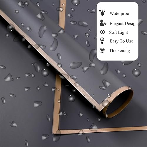 Miniatura 10 de Gloreyan 20 hojas de papel de regalo de flores con borde dorado, ramo de floristería, ramo de flores frescas, envoltura impermeable, caja de regalo,