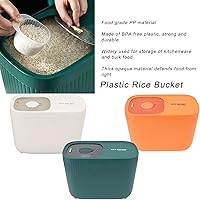 Vista 5 de Recipiente de almacenamiento de arroz, dispensador de cereales grande de plástico, recipientes de almacenamiento de alimentos con tapas herméticas