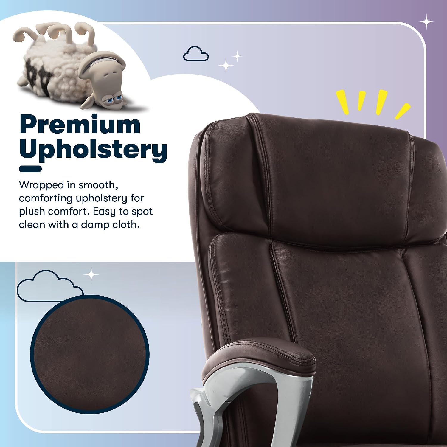 Serta Ergonomic Big and Tall Executive Office Chair Lumbar Support, Leather