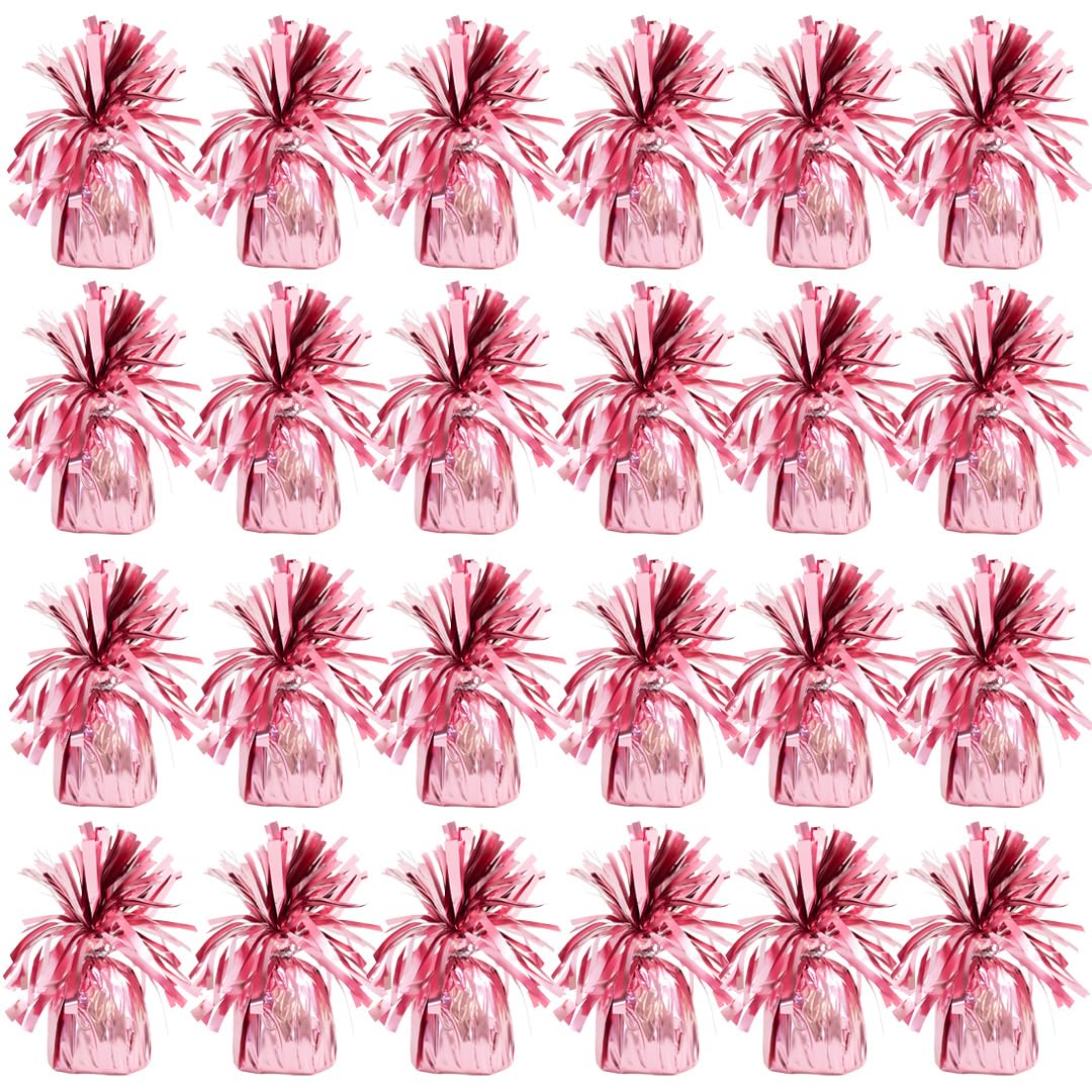 PARTYRAMA.CO.UK Matte Pink Foil Helium Balloon Weights 175gr - Pack of 24 - Durable & Colourful Weights for Birthdays Parties, Events & Celebrations - Perfect Balloon Weight Holders