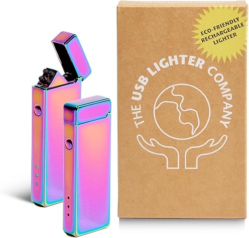 USB Lighter Co. Encendedor eléctrico de bolsillo de doble arco, resistente al viento, sin llama, recargable por USB, portátil, para velas, camping,