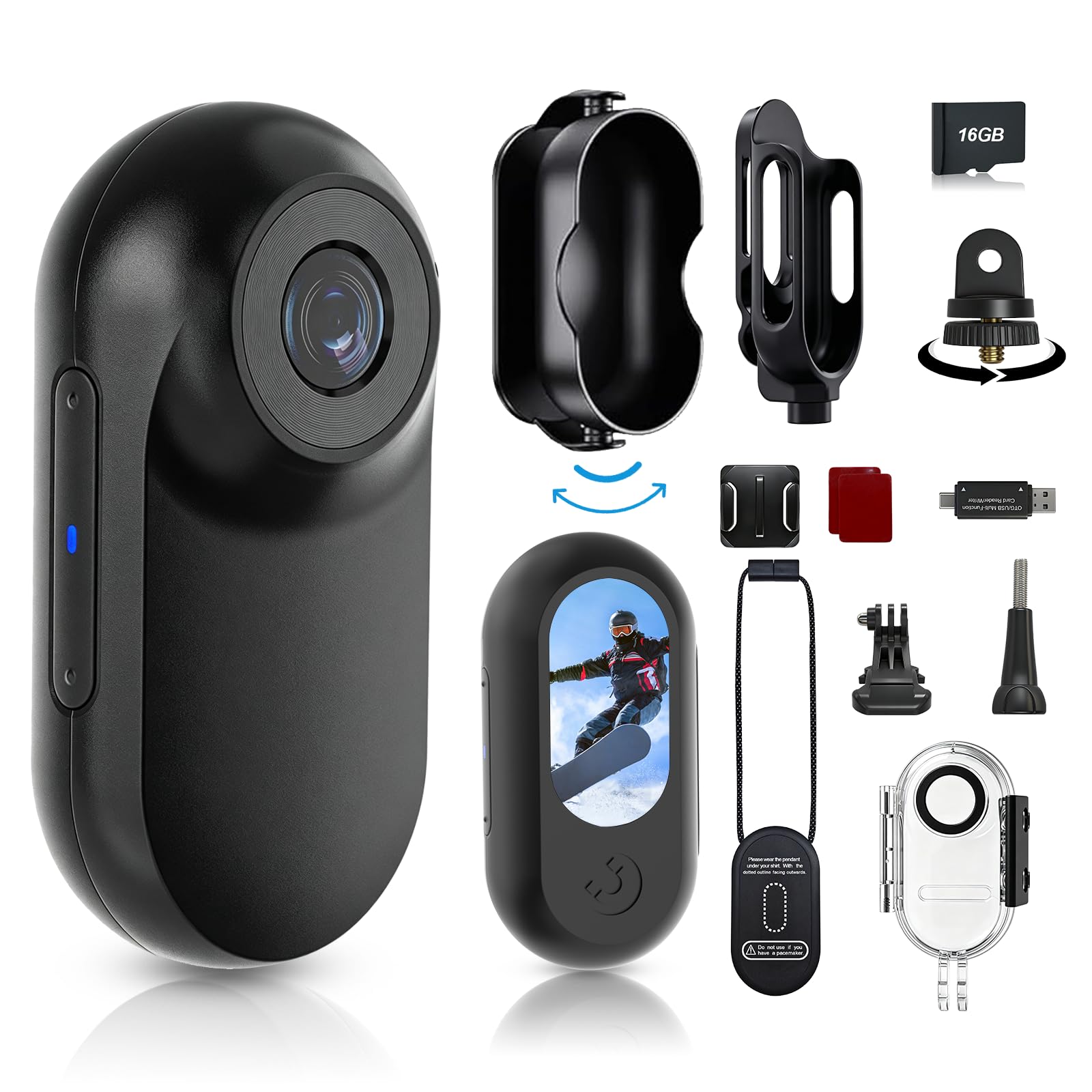 Mini caméra corporelle portable FHD 1080p de taille du pouce, étanche avec fixation magnétique, enregistrement POV mains libres, montable n'importe où pour la sécurité, le travail, les voyages