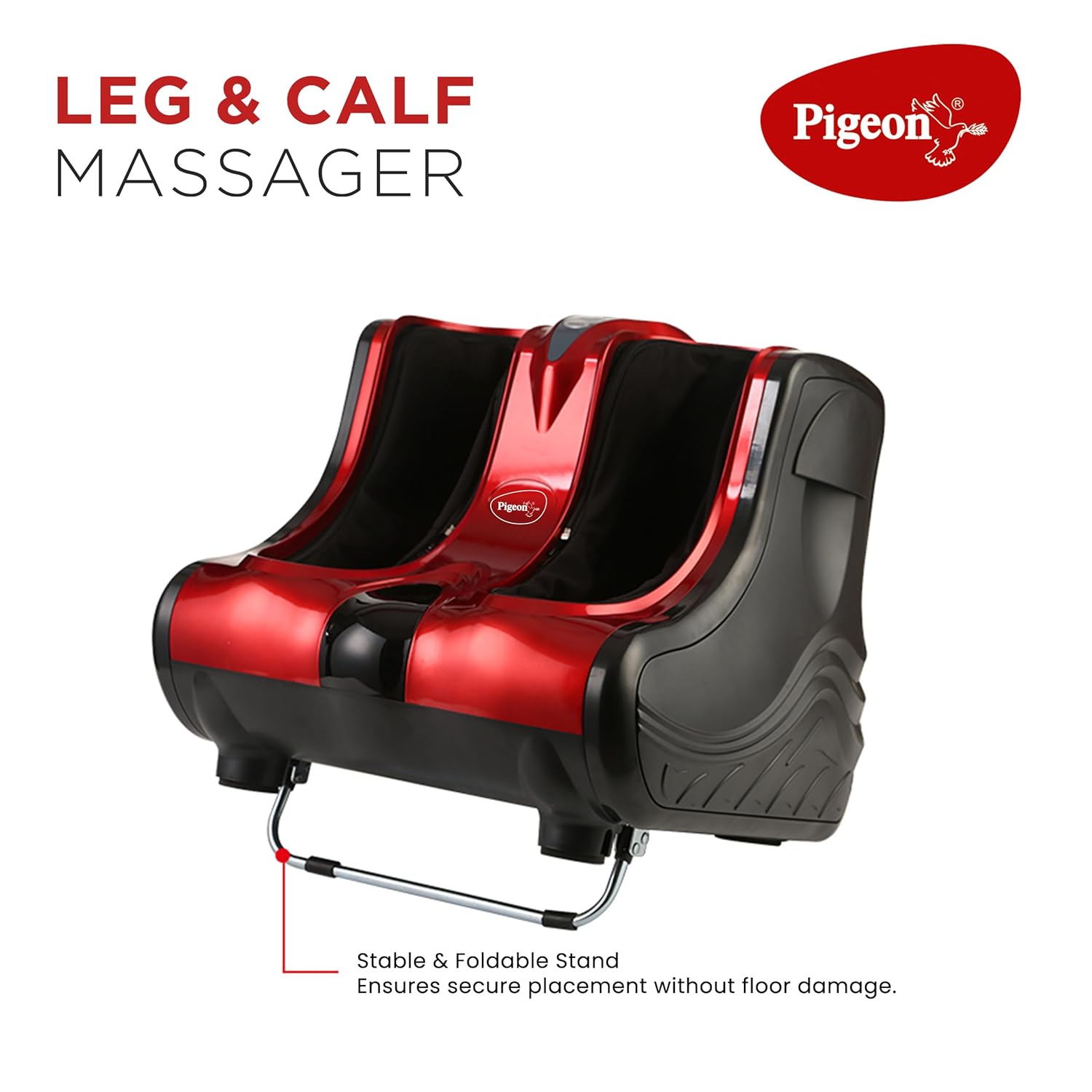 Pigeon Electric Neura Calf, Foot and Leg Massager for Home | Pain Relief Massage for Legs | Heat with 4 Vibration Motors | Rolling and Kneading - Improve Blood Circulation, Red Pigeon Electric Neura Calf, Foot and Leg Massager for Home | Pain Relief Massage for Legs | Heat with 4 Vibration Motors | Rolling and Kneading - Improve Blood Circulation, Red