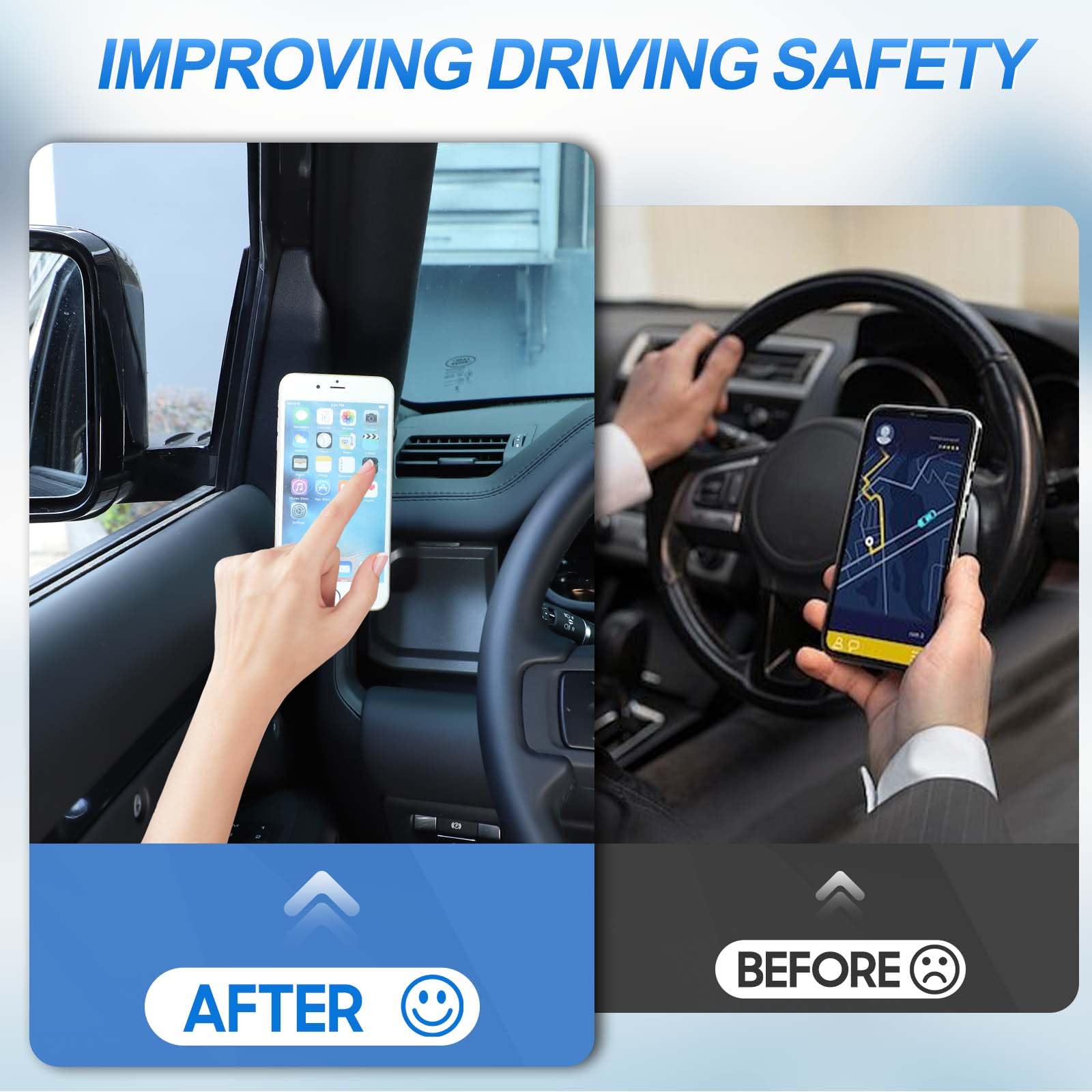 Supporto per telefono compatibile con Land Rover Defender 90 110 130 2020-2026, regolabile a 360° sul lato sinistro, supporto per telefono per tutti gli smartphone (stile E, magnetico)