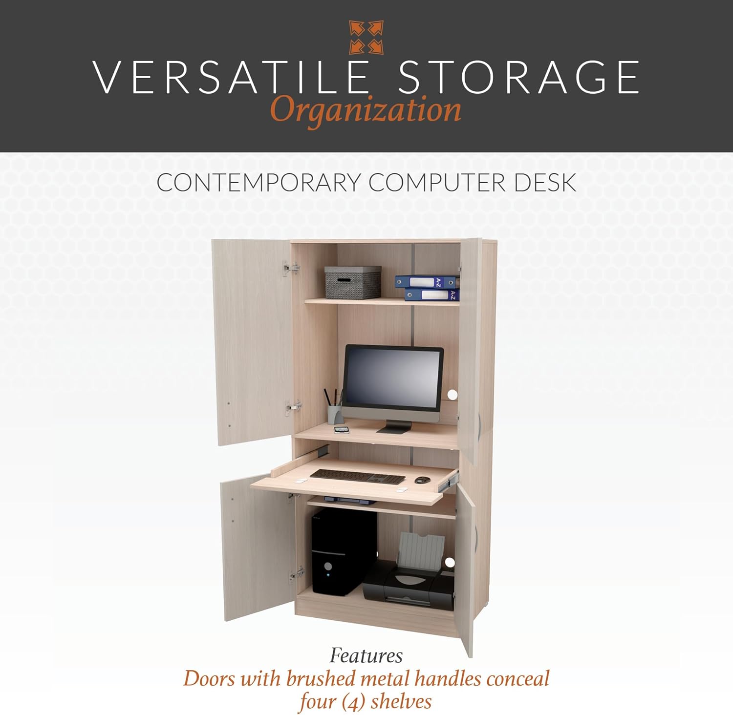 Inval AM-16423 Computer Desk with slide-out keyboard tray.