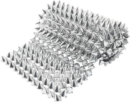 0.5 Yard Spike Stud Trim Roll - Plastic Cone Rivets Flatback Sew Stitch/Glue on for DIY Punk Gothic Rivet Decoration Silver