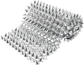 0.5 Yard Spike Stud Trim Roll - Plastic Cone Rivets Flatback Sew Stitch/Glue on for DIY Punk Gothic Rivet Decoration (Silver)