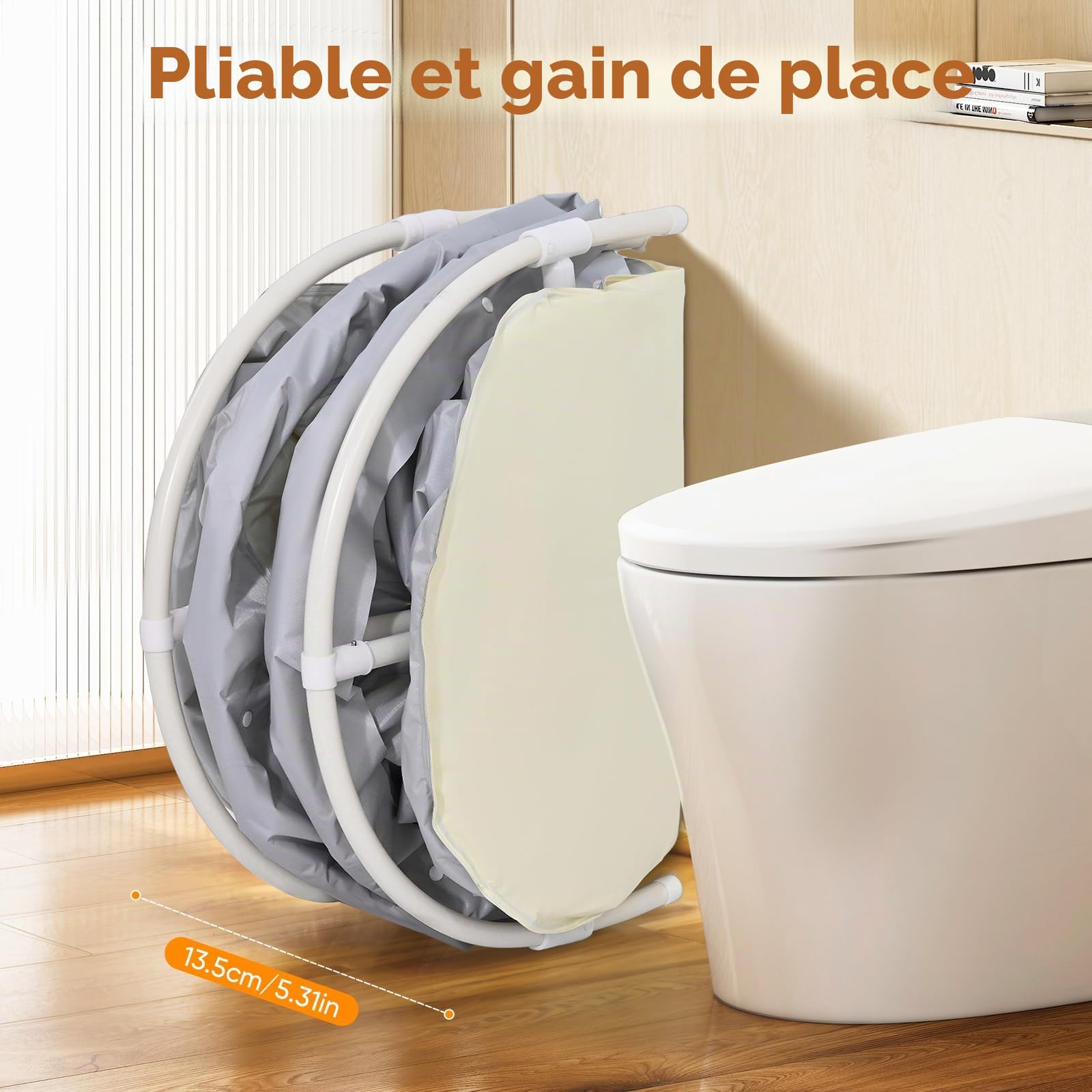 Baignoire pliable portable pour adultes, 110 Lx60Wx54 H cm, baignoire autoportante avec siège, spa avec douche chaude, baignoire pliable pour adultes et enfants (Gris-ovale)