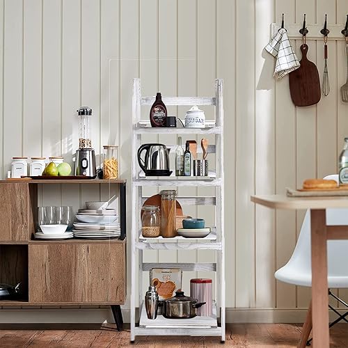 Vista 6 de ECOMEX Estantería plegable de 4 niveles para el hogar, dormitorio, oficina, pintura blanca