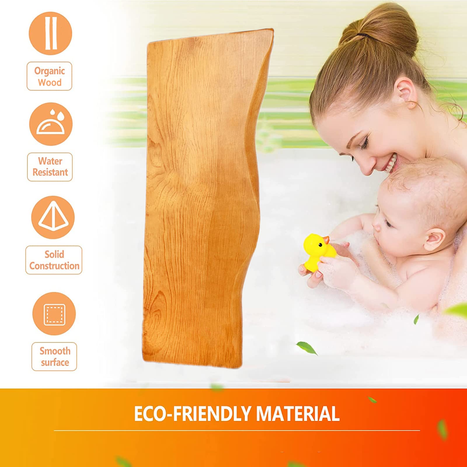 Bandejas de bañera para bañera, mesa de madera maciza, bandeja de baño impermeable para bañera, bandeja de baño de madera gruesa (31.5 pulgadas, naturaleza)