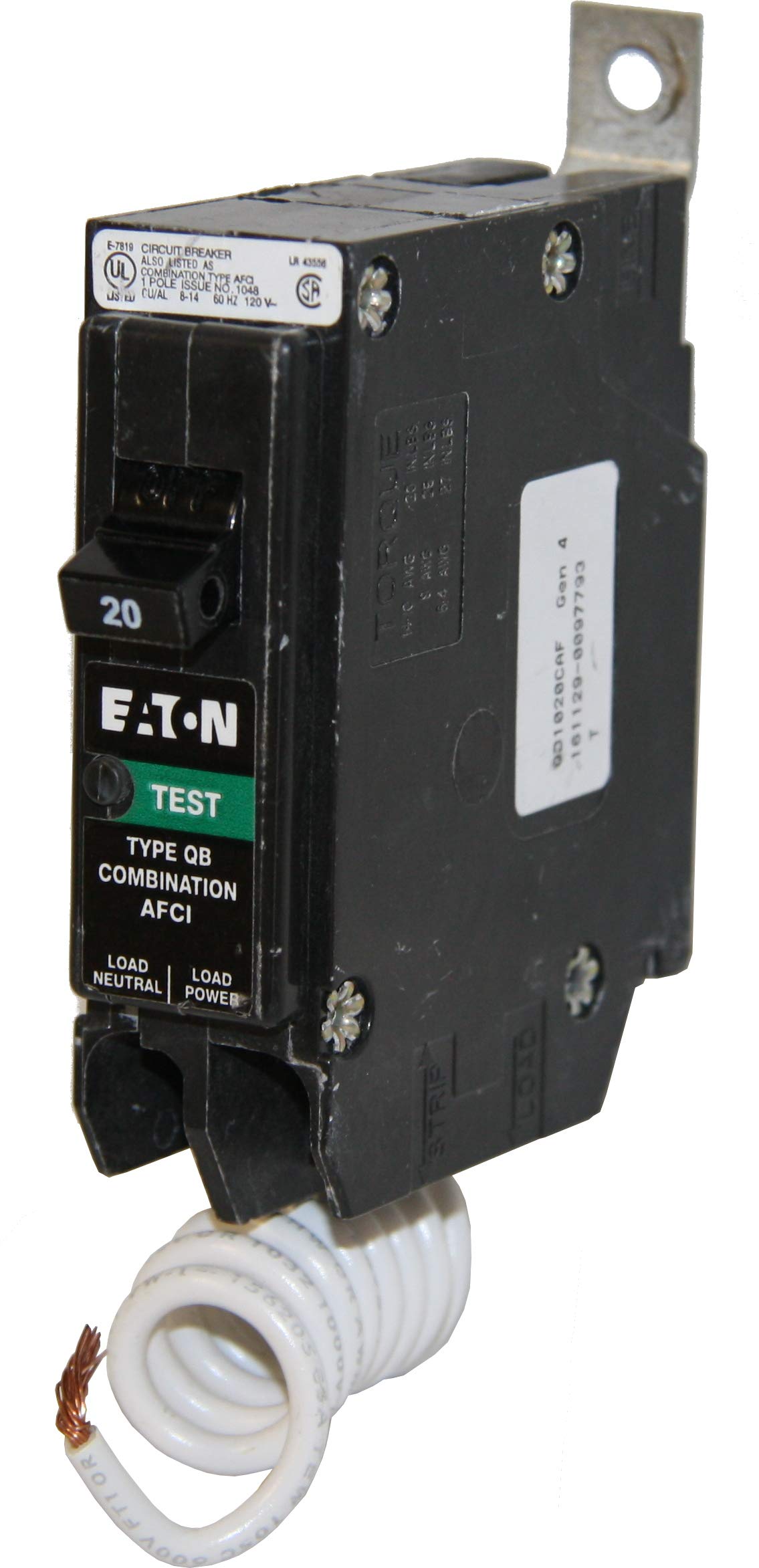 Eaton QB1020CAF MCB Type QB, 1Pole, 20Amp, 10KAIC