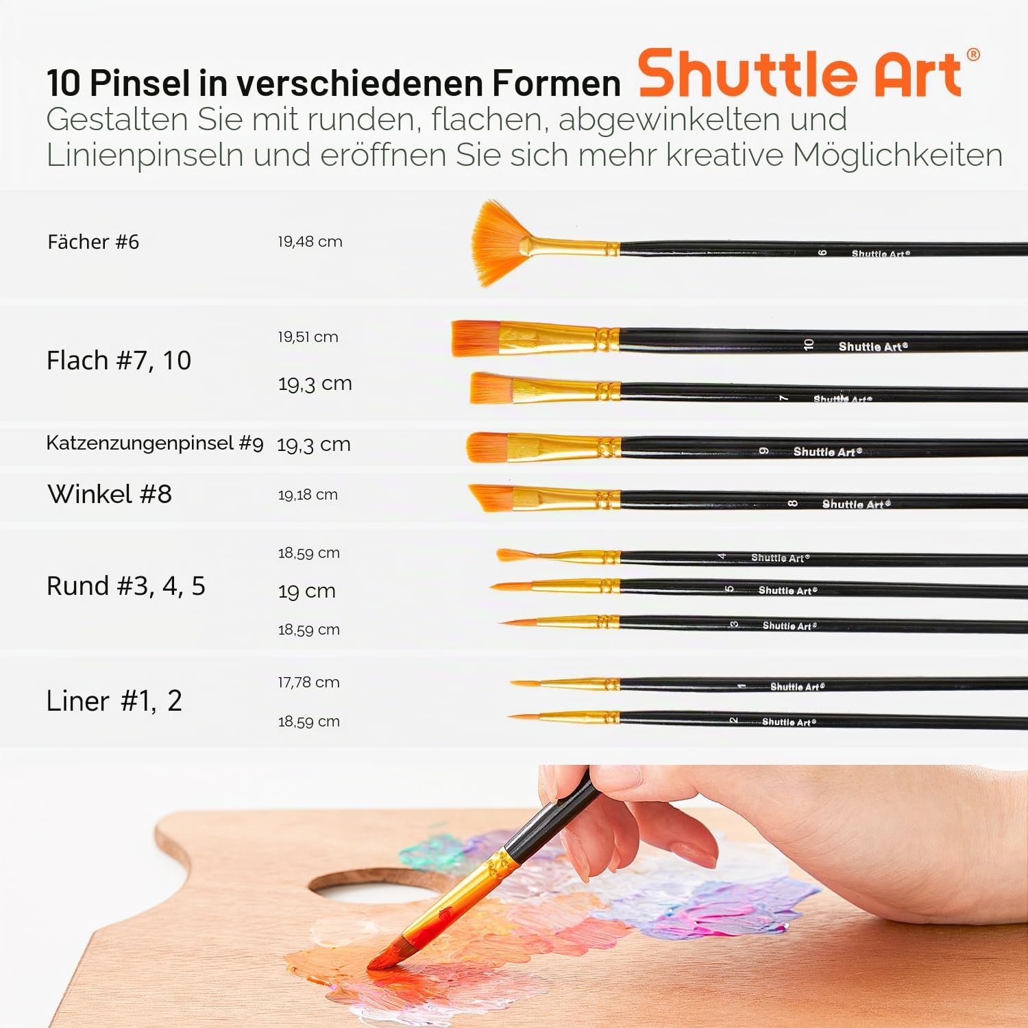 Shuttle Art Acrylfarben Set, 36 Acryl farben in Flaschen (je 60ml) mit 12 Pinselset & 1 Palette, ungiftige Acrylfarbe wasserfest für Künstler, Anfänger, Erwachsene auf Leinwand, Steine, Holz geeignet