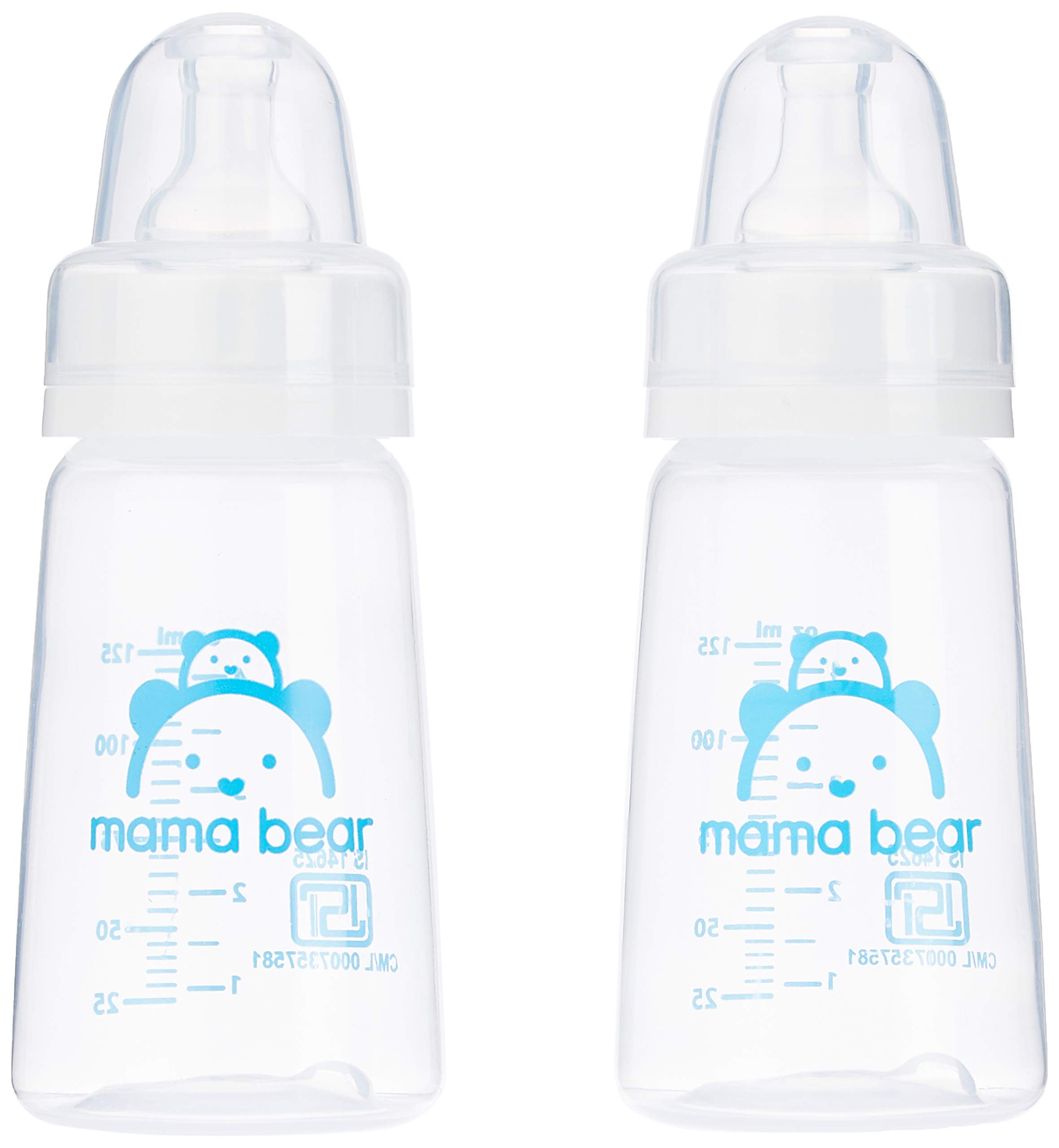 Amazon Brand - Mama Bear Baby Feeding Bottle with Spoon & Sipper, 125 ml (Pack of 2)