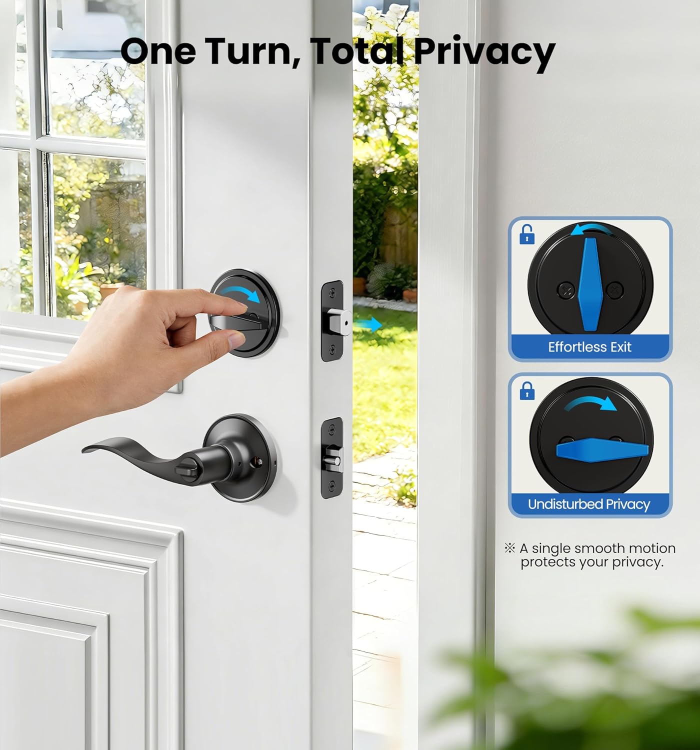 Veise Keyed Alike Front Door Lever, Exterior Door Lever & Single Cylinder Deadbolt Combination Set, Wave Style Entry Door Knob, Heavy-Duty Reversible Left/Right Handle for Bedroom Doors, Dark Grey