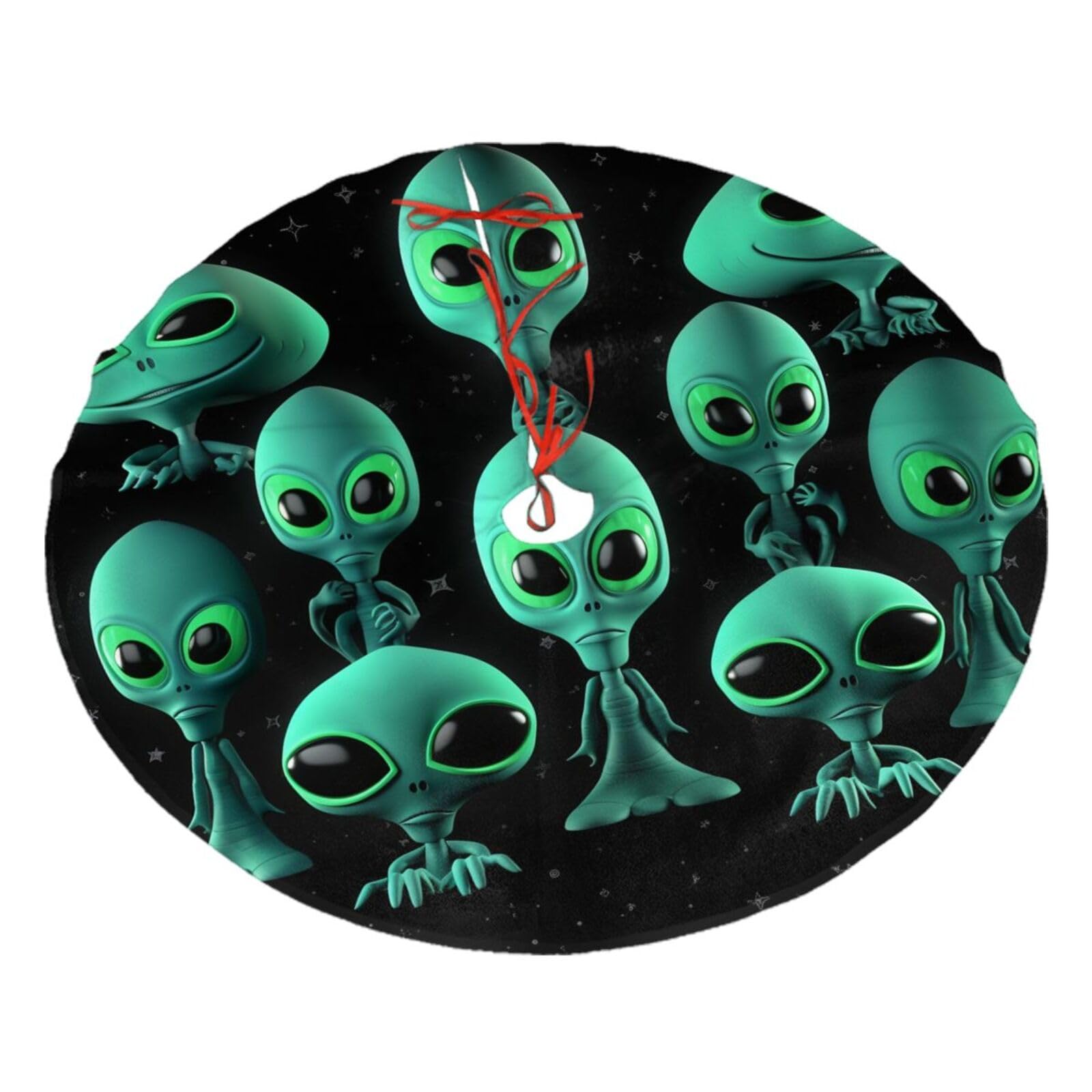 Aliens Christmas Tree Skirt 36",Soft Plush Xmas Tree Mat Christmas Tree Oranment for Merry Christmas Party Holiday Indoor Outdoor Decorations