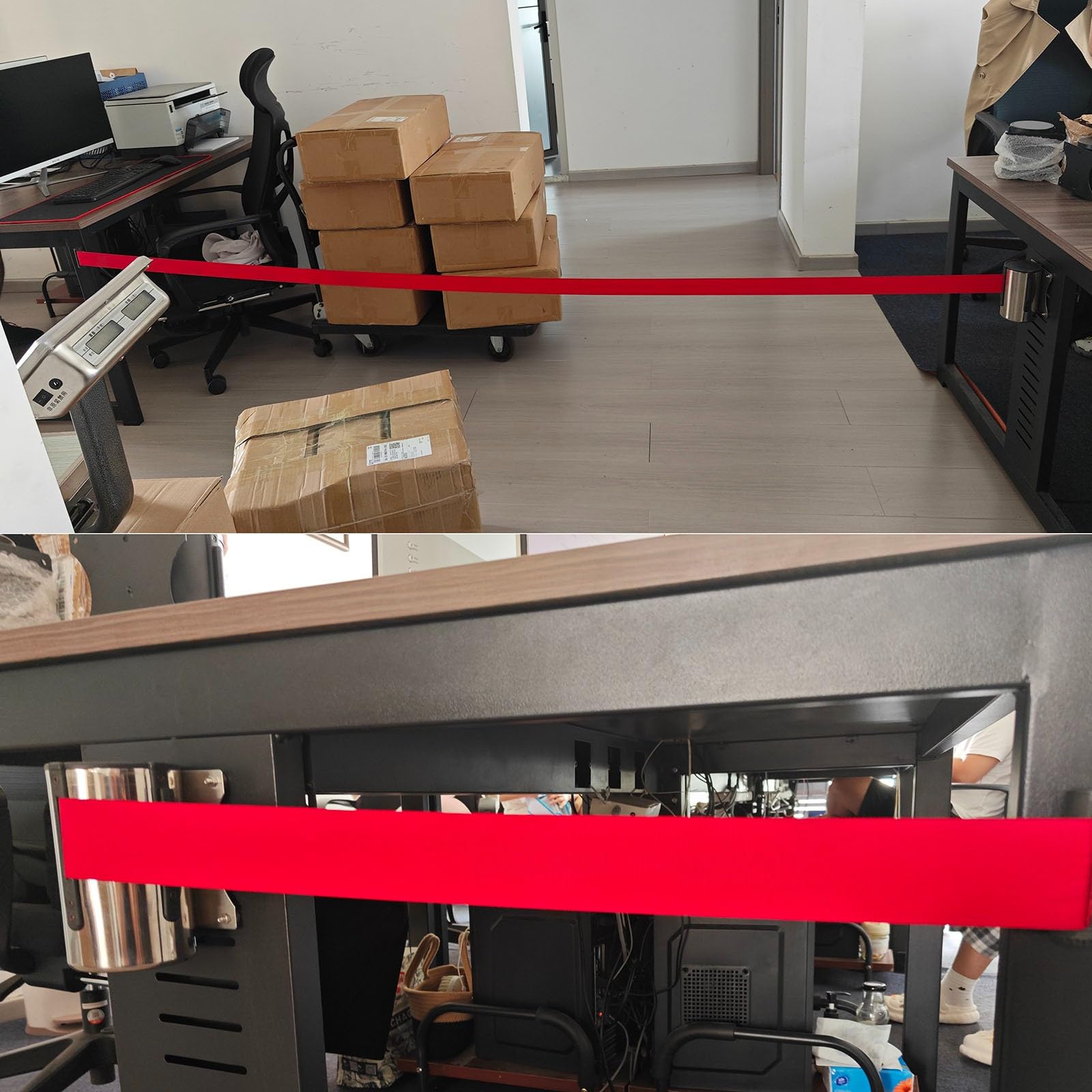 Wall Mounted Crowd Control Barrier with 6.5/9.8/16.4 FT Red Retractable Belt Magnetic Retractable Wall Barrier for Thick Iron Wall Doors(5M/16.4FT)