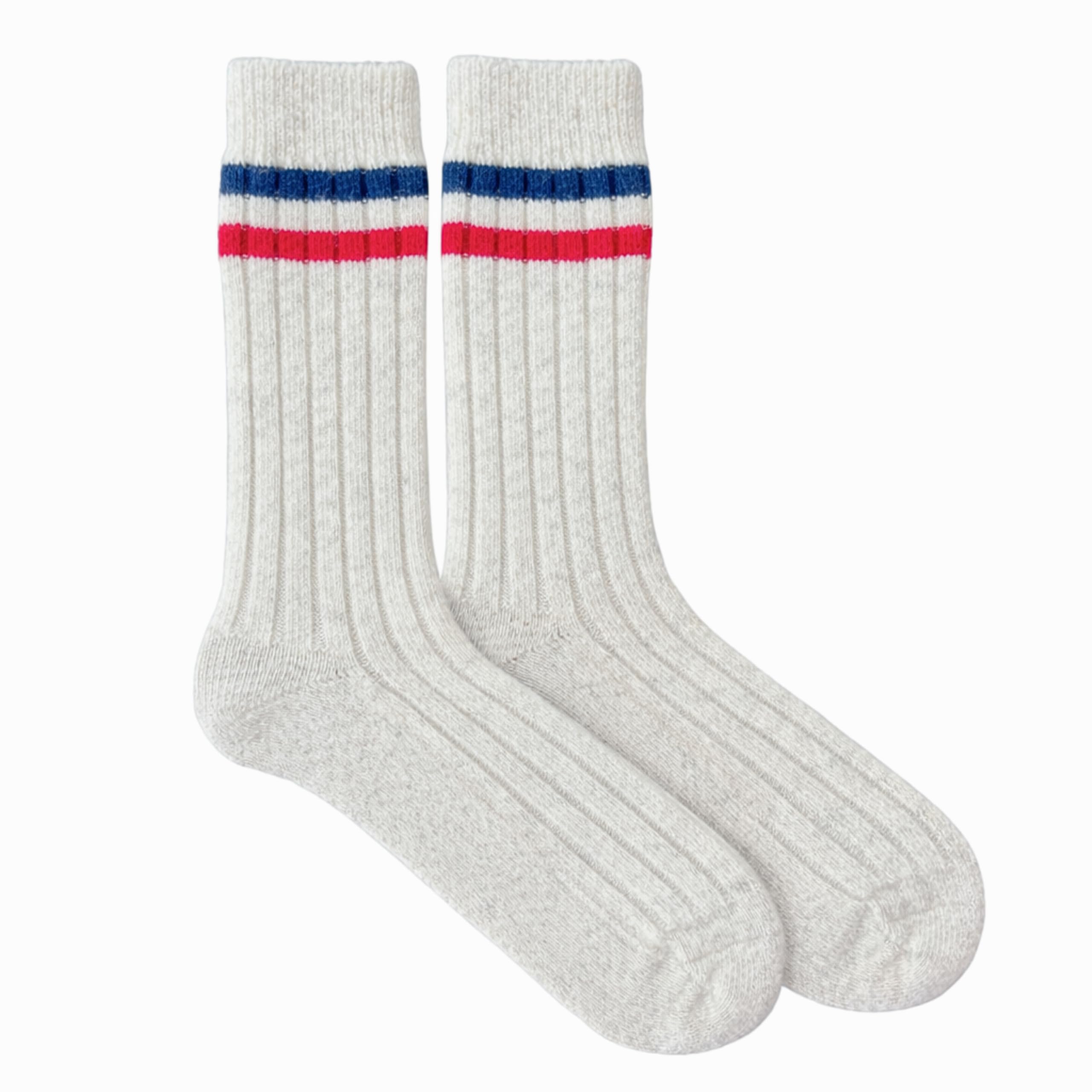92% Merino Wool Socks Rib-Knit Home Natural, Made in Mongolia