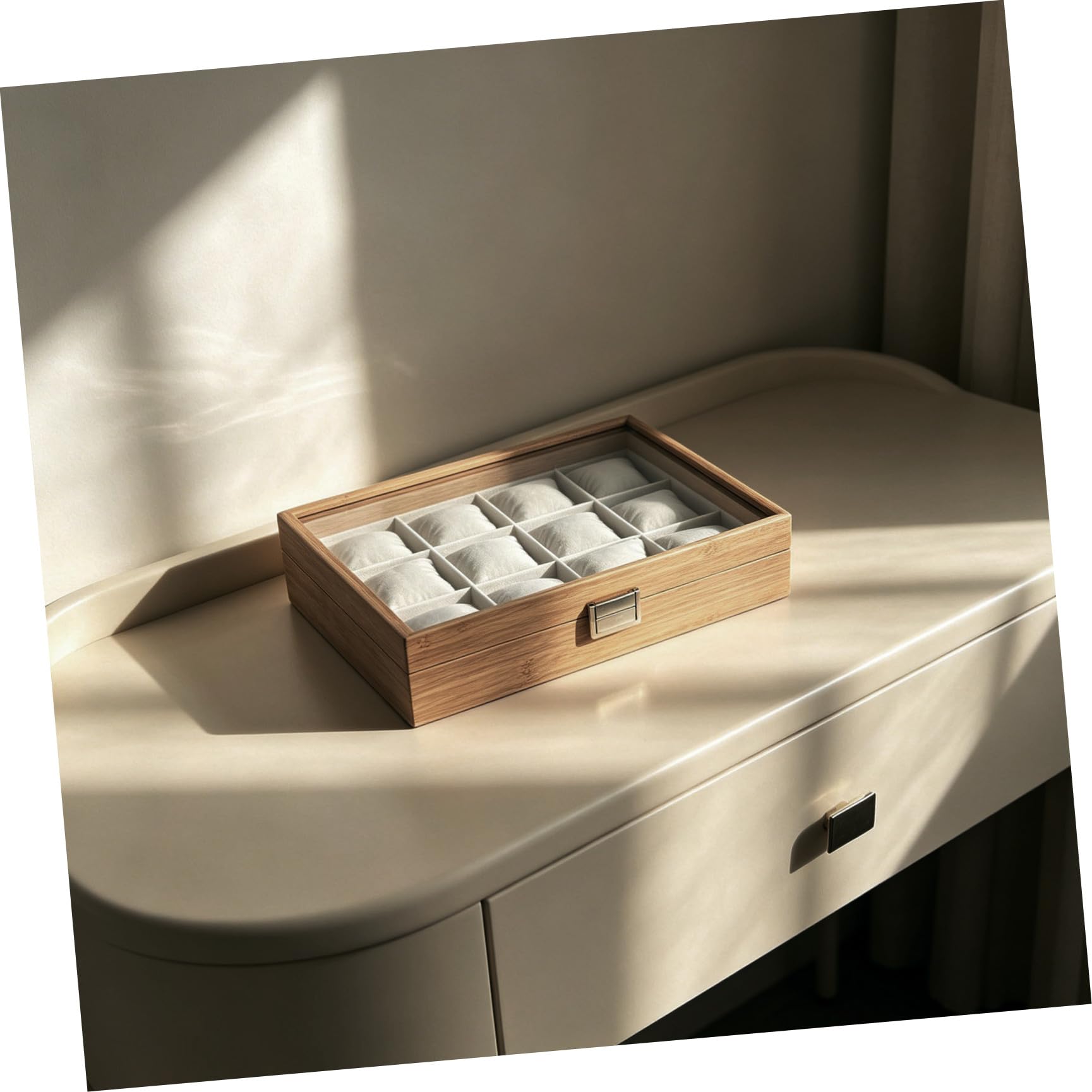 Balacoo Caja de Reloj de Madera con 12 Ranuras y Bandeja