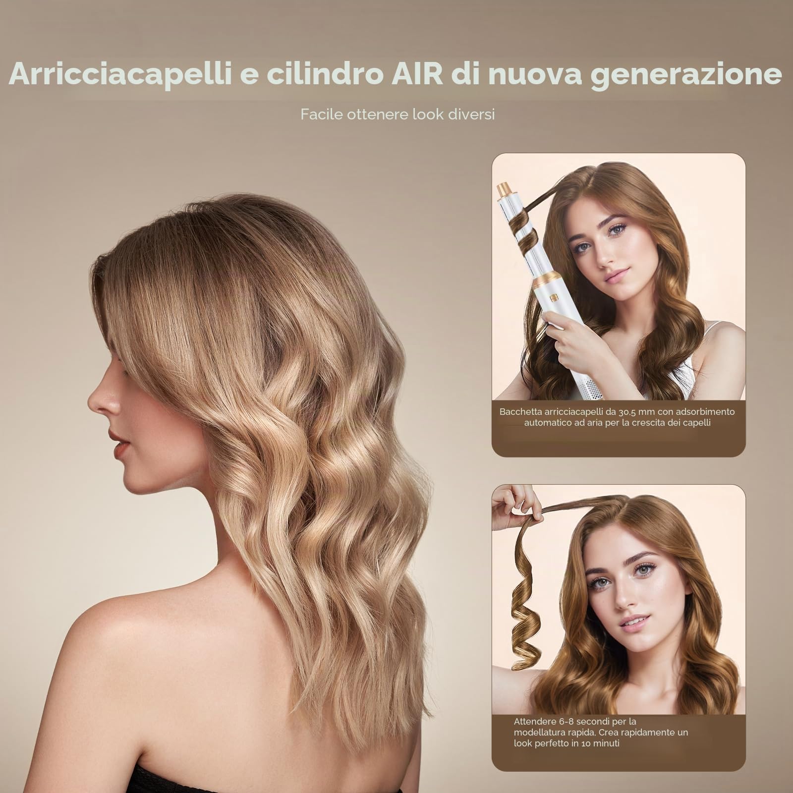 Set di styler per capelli 5 in 1, con asciugacapelli, 5 in 1, con spazzola rotonda, per capelli ad aria calda, asciugacapelli, ferro arricciacapelli, spazzola termica ad aria, per lisciare, asciugare