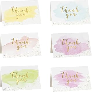 Gyufise 36Pcs Gold and Watercolor Thank You Cards Thank You Notes with 36Pcs Envelopes and Stickers Baby Shower Thank You Cards Wedding Thank You Cards for Wedding Baby Shower Bridal Shower