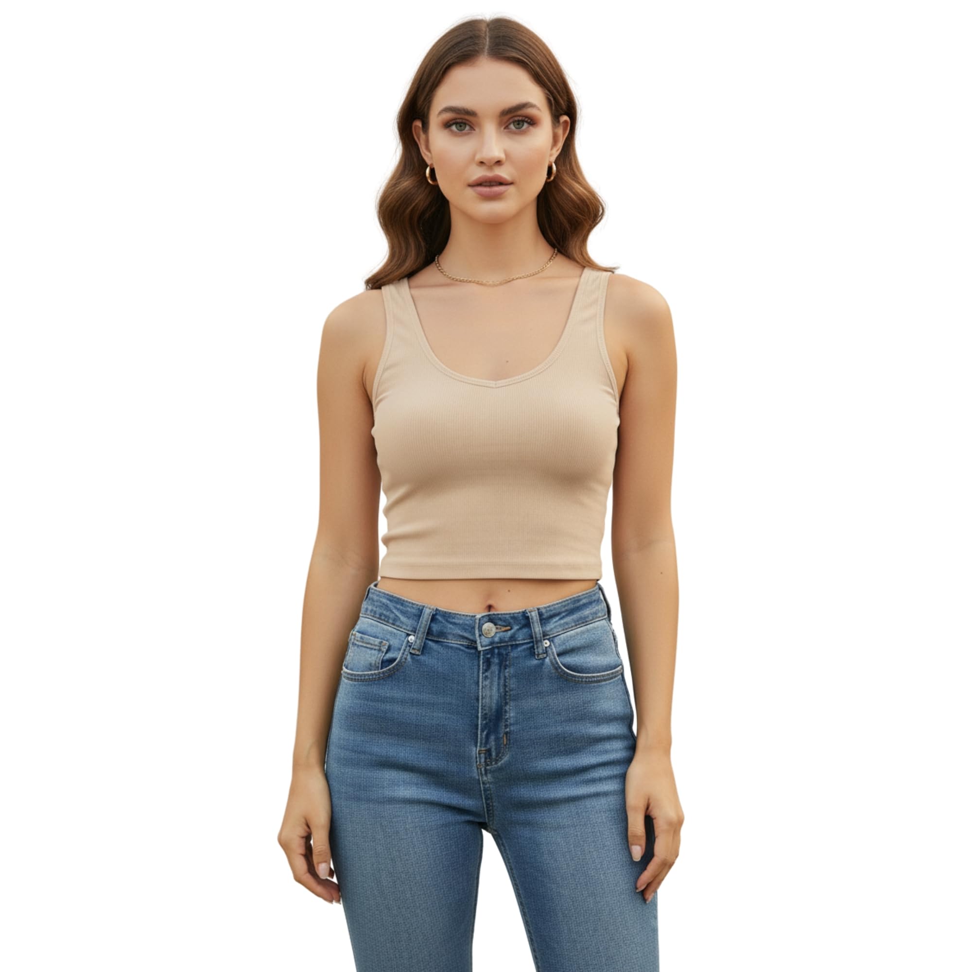 Women Sleeveless Crop Top Seamless Rib Scoop Neck Trendy Cropped Tank Top-image-43