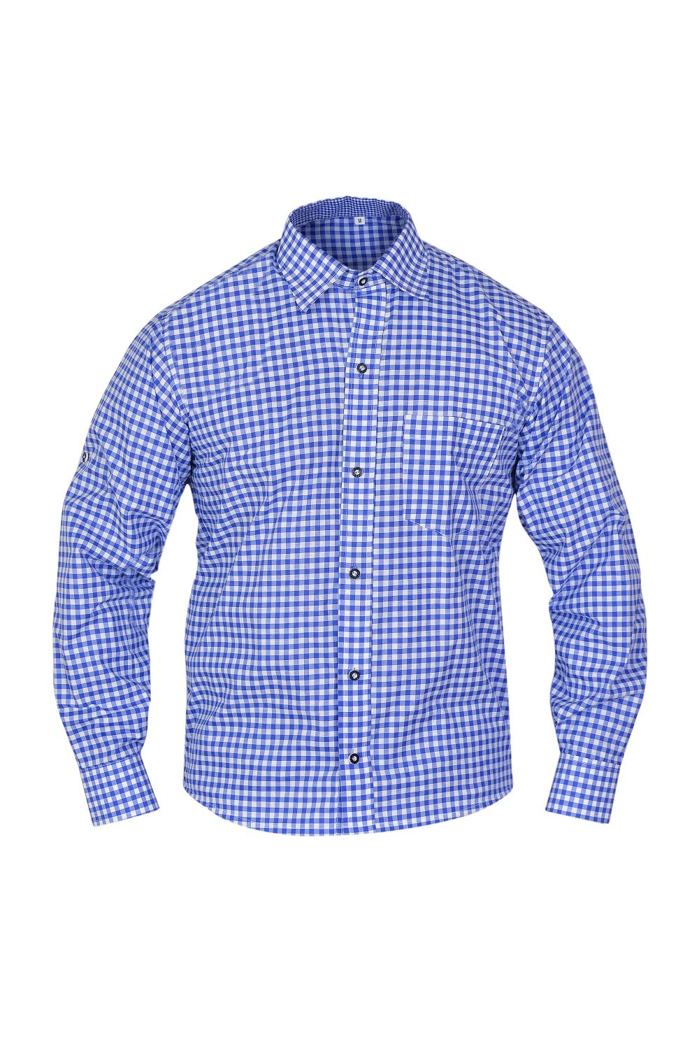 RAC3 German Bavarian Oktoberfest Lederhosen Trachten Checked Shirt (Blue, 3XL)