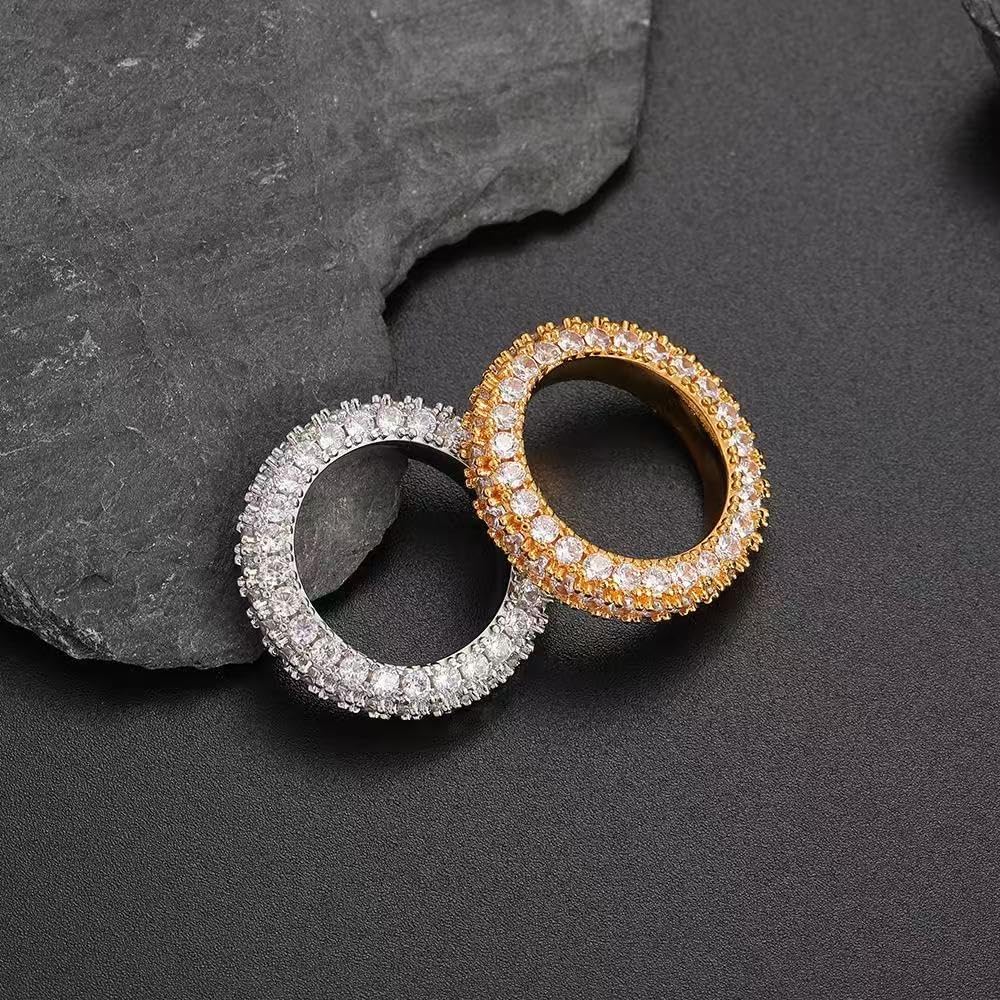 ENDLESSNESS & ETERNITY 3 Row Eternity Band Ring 14K White Gold Plated CZ Cubic Zirconia Hiphop Style - Image 4