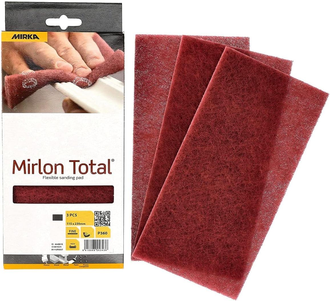 Mirlon Total Scuff Handsanding Pad Non-Woven/Very Fine Grit 360/3 Pieces / 4.5" x 9" / ‎18-118-447RP