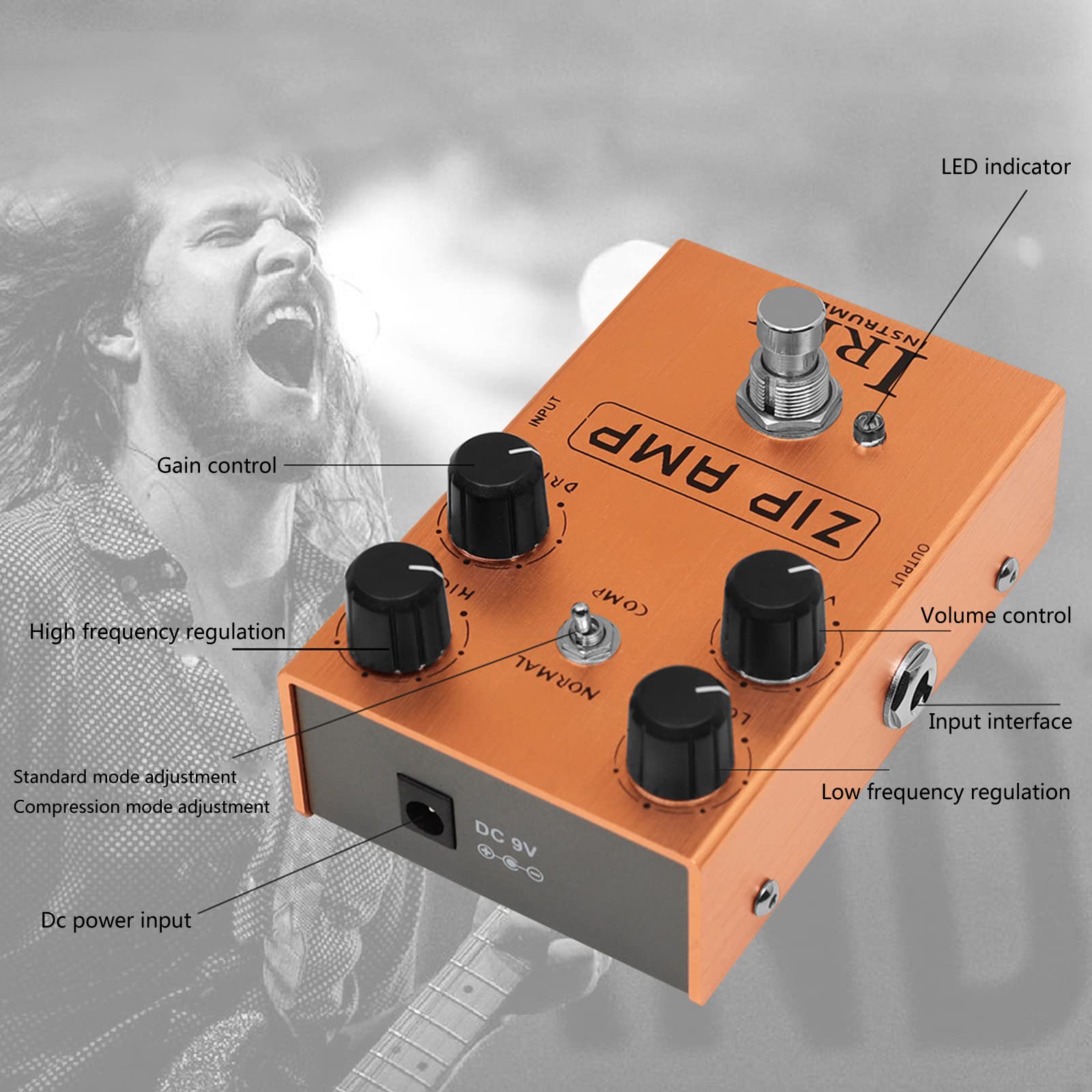 Effetto suono per chitarra elettrica, Overdrive, Effetto a pedale per chitarra, Effetto sonoro per chitarra, Simulatore di amplificatore del pedale, Suono di blocco del pedale