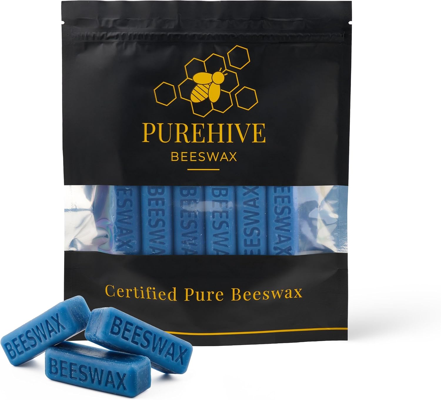 PureHive Beeswax Blue Bars 6 (1 oz) | 100% Pure Natural Beeswax for Candle Making, DIY Candles, Wax Melts & Crafts