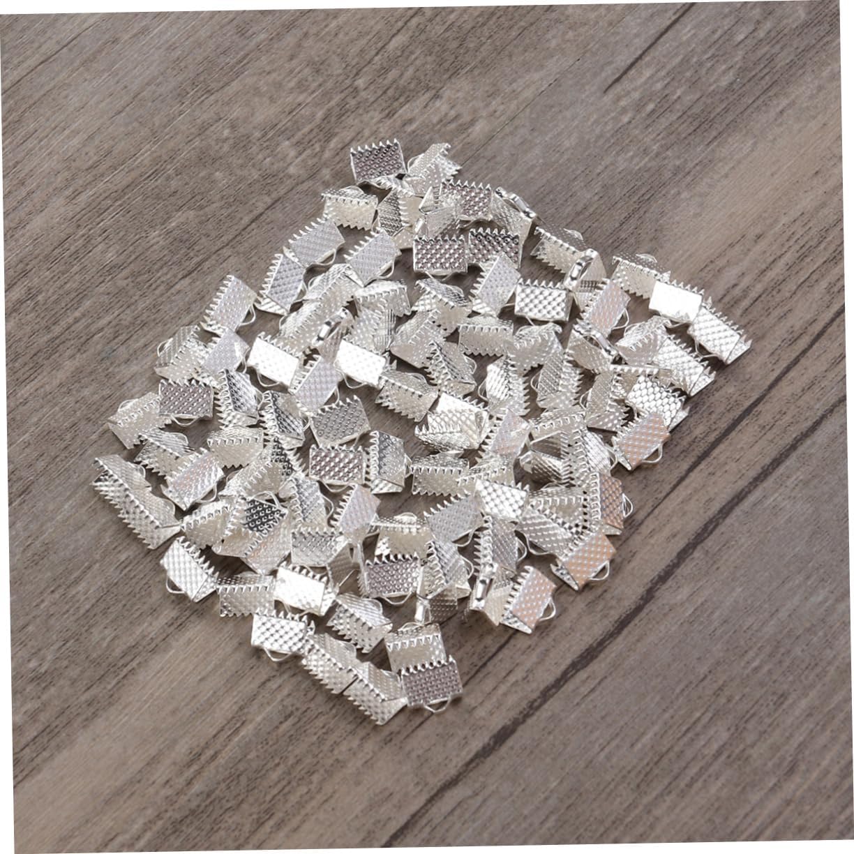 Ribbon Ends Silver Plated 100pcs 8mm Fastener Clasps for DIY Jewelry