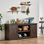 Jocisland 66" Farmhouse TV Stand with Sliding Barn Door & Adjustable Shelf, Farmhouse TV Stand for 75 Inches TVs with Entertainment Center & Storage, Reclaimed Barnwood