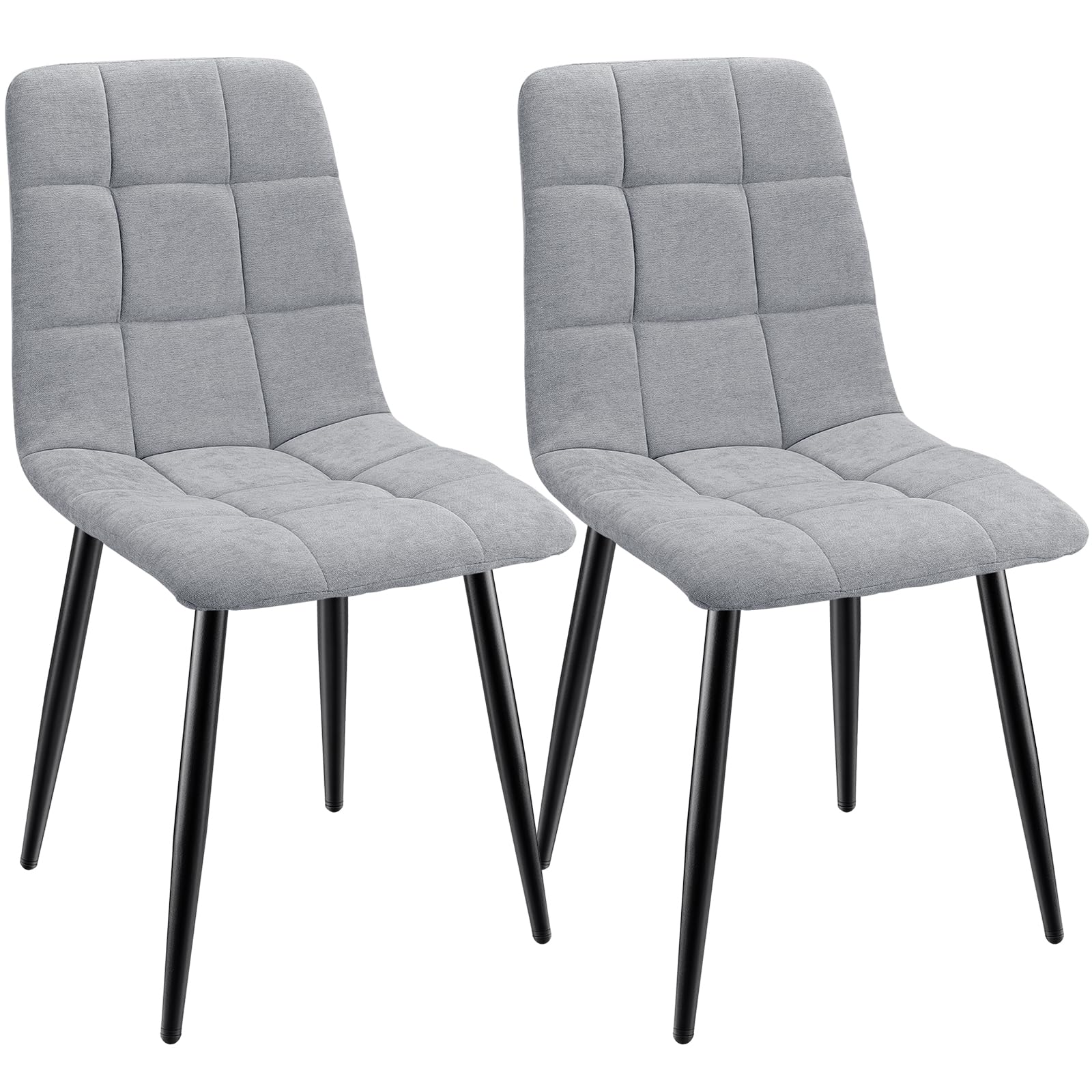 ANVOFONG Pack de 2 Sillas de Comedor, Sillas Cocina con Tela de Lino Y Patas De Metal Negro,Sillas Tapizadas,Silla de Dormitorio,Silla de SalóN,Sillas Comedor Modernas-Gray