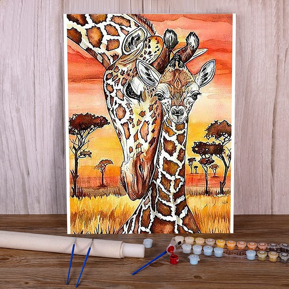 Zdklfm69 Paint by Numbers Painting by Numbers Paint by Number Animal Giraffe DIY Oil Paints Painting On Canvas Home Decor Crafts Adults Drawing (No frame) 40x50cm
