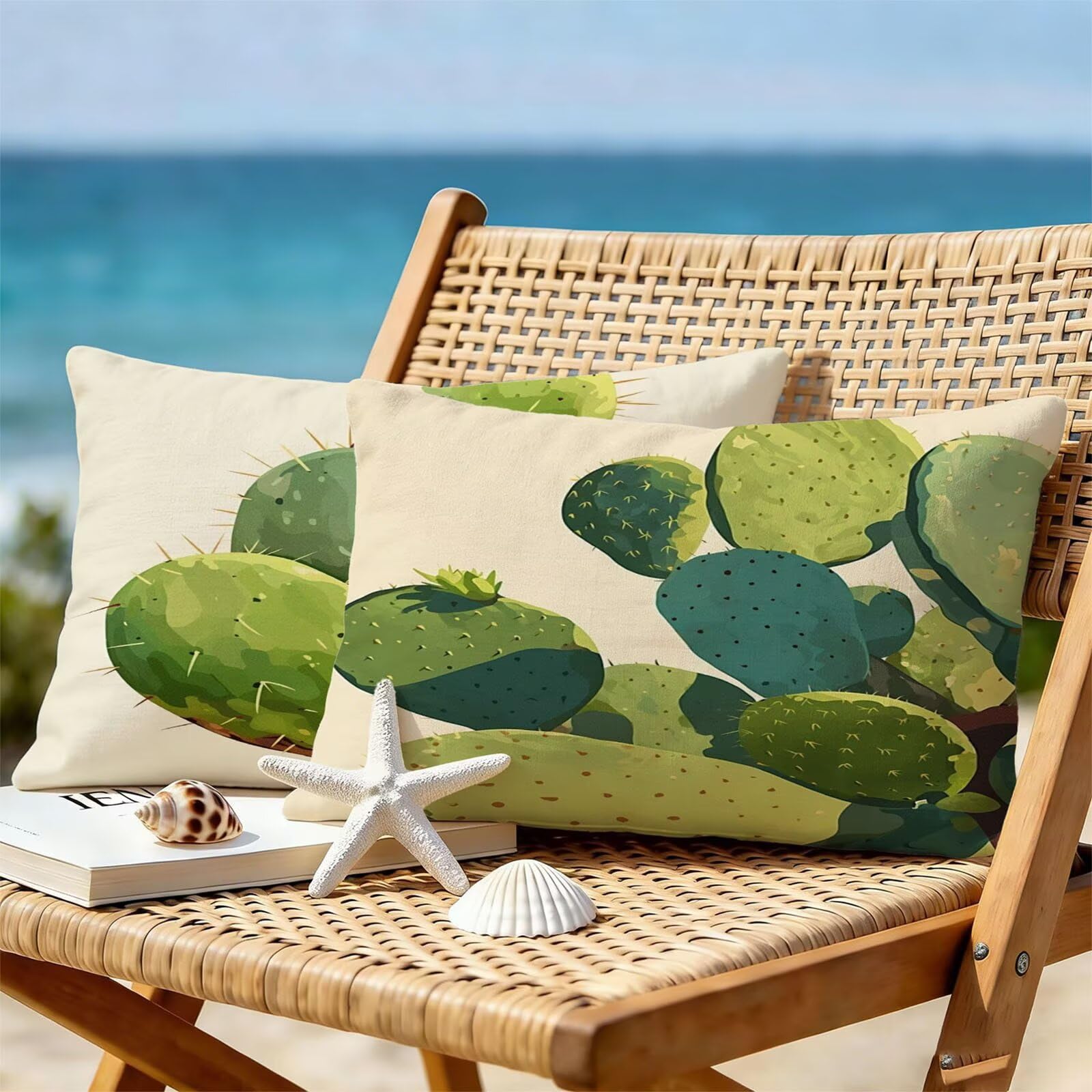 Générique Housse de Coussin Canapé Beige 30x50cm Exterieur Impermeable Cactus Taie d'oreiller Décoratif Aesthetic Housse Coussin Decoration pour Chambre Sofa Jardin Balcon Terrasse Lot de 2. T-3928
