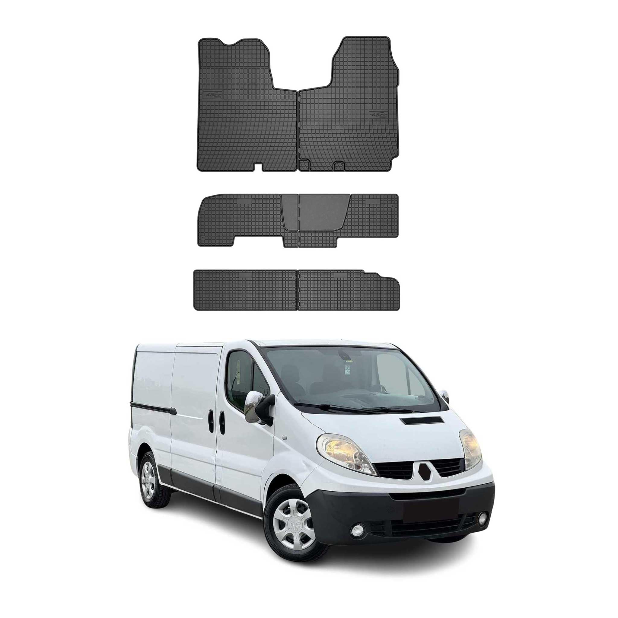 OMAC Dywaniki Gumowe Pasujące do Renault Trafic 2001-2014 Dywaniki Samochodowe Guma Czarny 6tlg