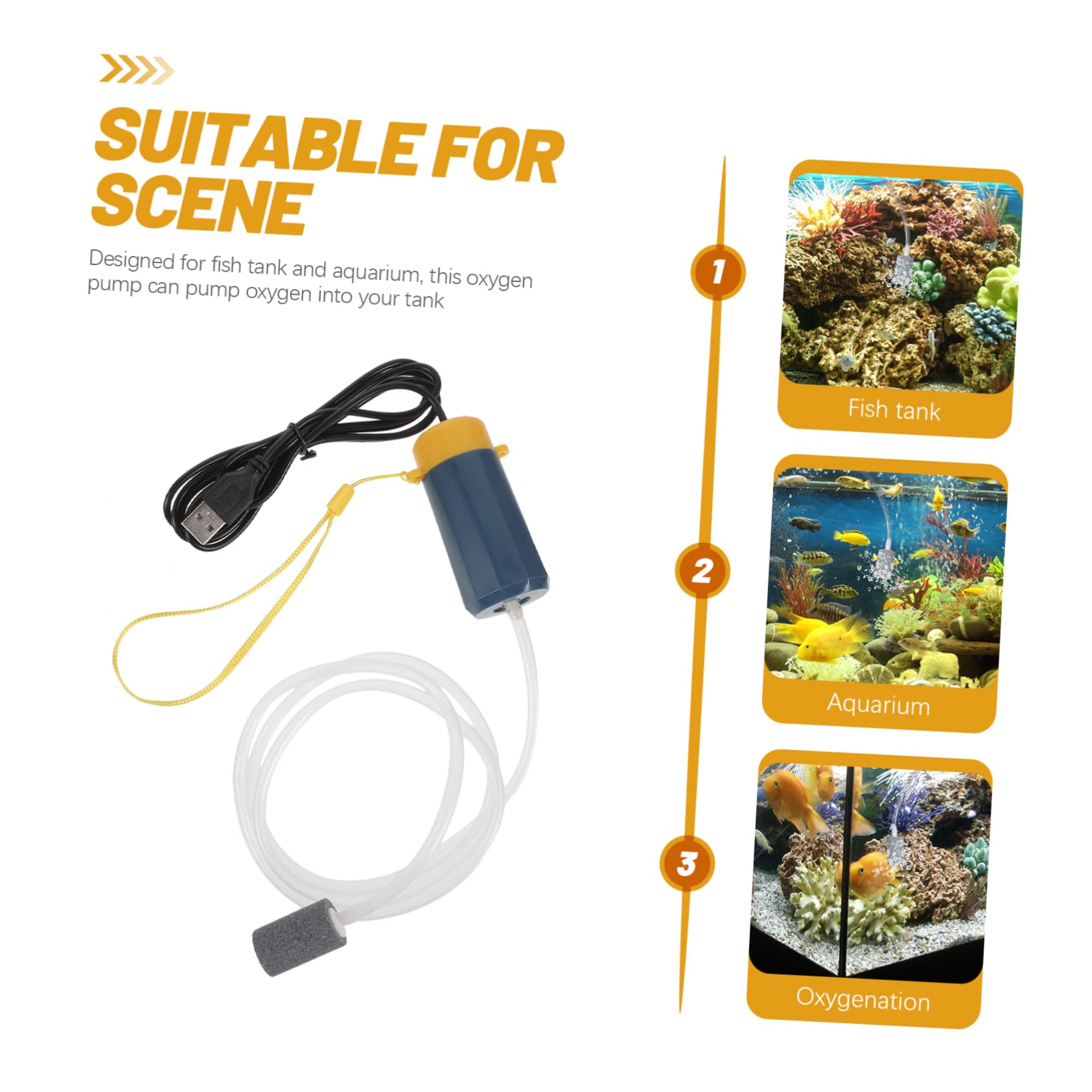 Kisangel 3piezas Bomba De USB para Acuarios y Silenciosa Aumenta El Peceras y Tanques De Agua para Peces y Mascotas Acuáticas