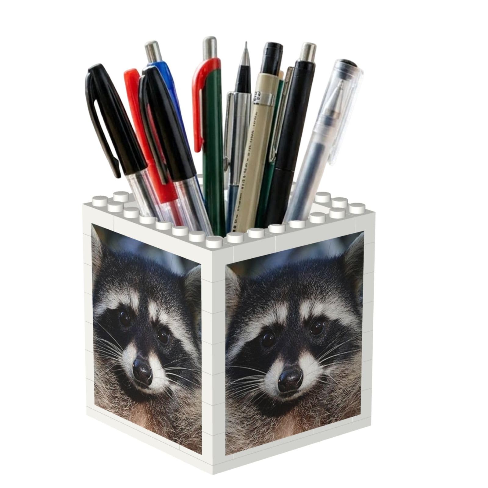 Poadnly Little Raccoon Face, Pen Pot Pencil Holder for Office Home School, Compact Desk Organiser for Office Stationery