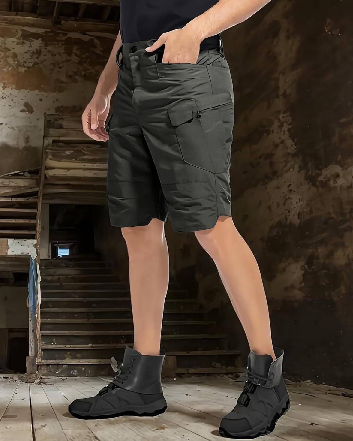 Men's Hiking Cargo Shorts,Lightweight Outdoor Work Shorts Casual Shorts for Fishing Golf with 8 Pockets(No Belt)