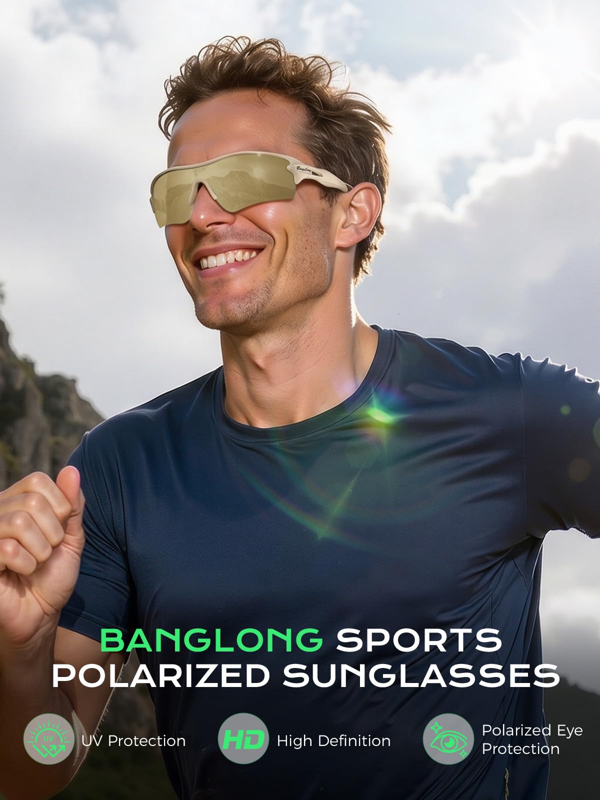 BangLong Gafas de ciclismo polarizadas UV400 – Gafas deportivas TR90 ultraligeras para hombre y mujer para ciclismo, correr y aire libre