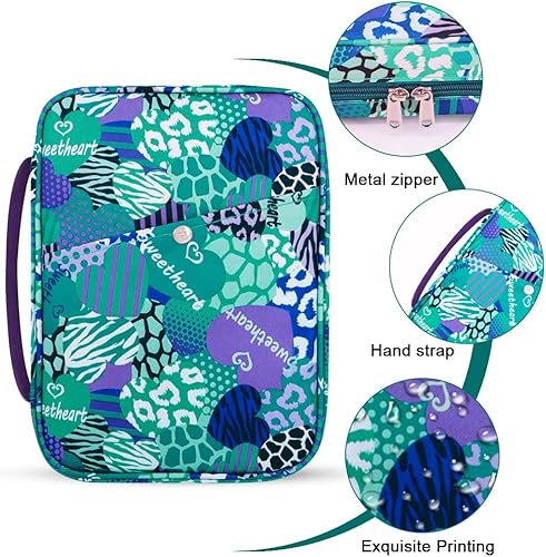 Miniatura 3 de Fundas para la Biblia de corazón para mujeres con asa de transporte, funda de libro con bolsillo con cremallera, funda para la Biblia para mamá,