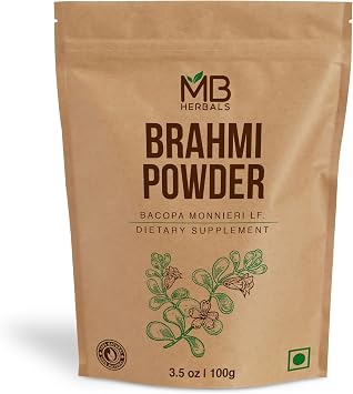 MB Herbals Pure Brahmi Powder 100g | 3.5 oz | 100% Pure Bacopa monnieri Powder | Hair Care