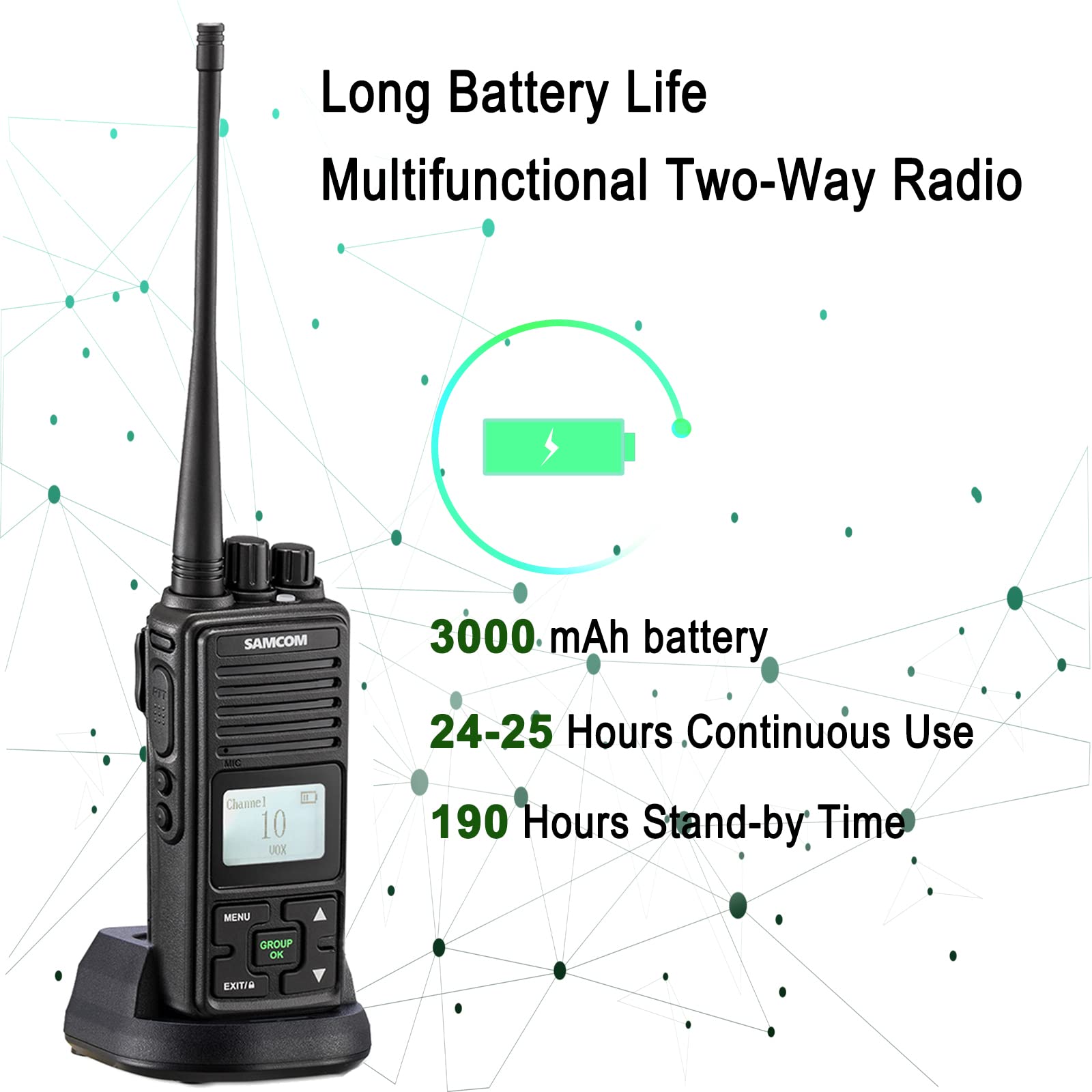 SAMCOM FPCN10A Two-Way Radios Battery 3000mAh Li-ion Rechargeable Replacement Battery Packs 3.7V