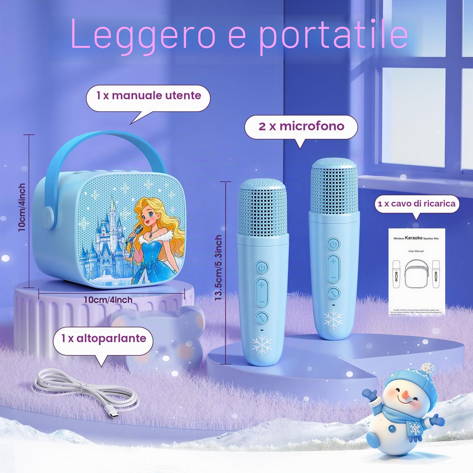 Braxel Microfono Karaoke per Bambini 3-12 Anni Bluetooth Luci LED Effetti Vocale Giocattolo Musicale