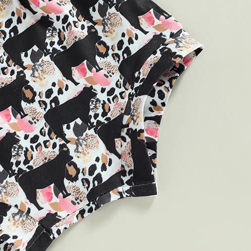 Miniatura 5 de Ropa occidental para bebé niña camiseta de manga corta con estampado de letras pantalones cortos con estampado de vaca ropa de verano para bebé niña