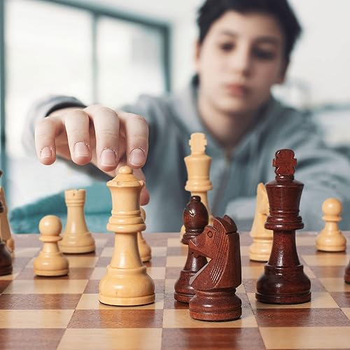 Miniatura 4 de Husaria Staunton Tournament No. 5 Ajedrez con 2 reinas adicionales y caja de madera, reyes de 3.5 pulgadas