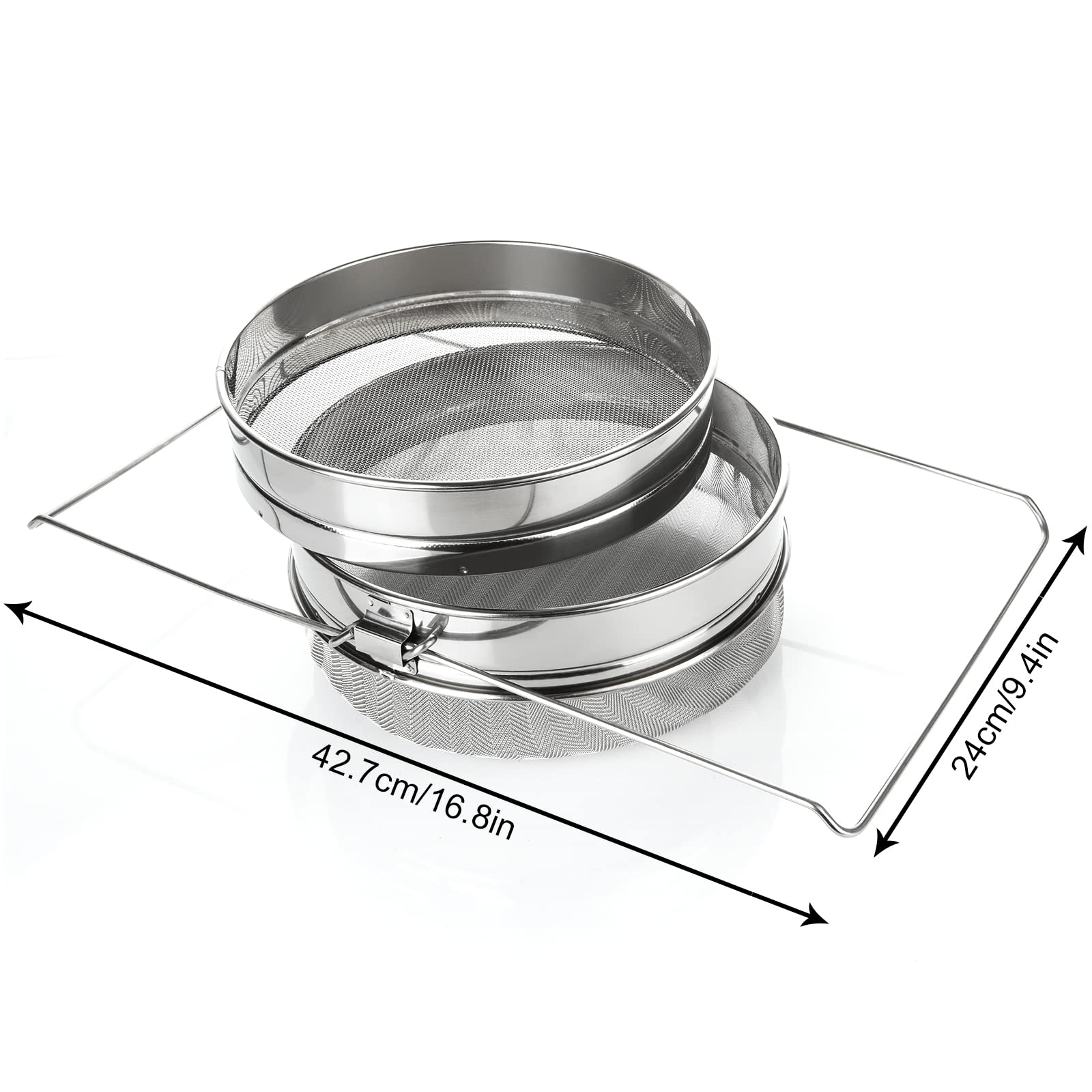 Double Sieve Honey Strainer, Stainless Steel Double Honey Strainer, Bee Keeping Equipment Filter Bee Keeping Extract Tools, 1 Pack